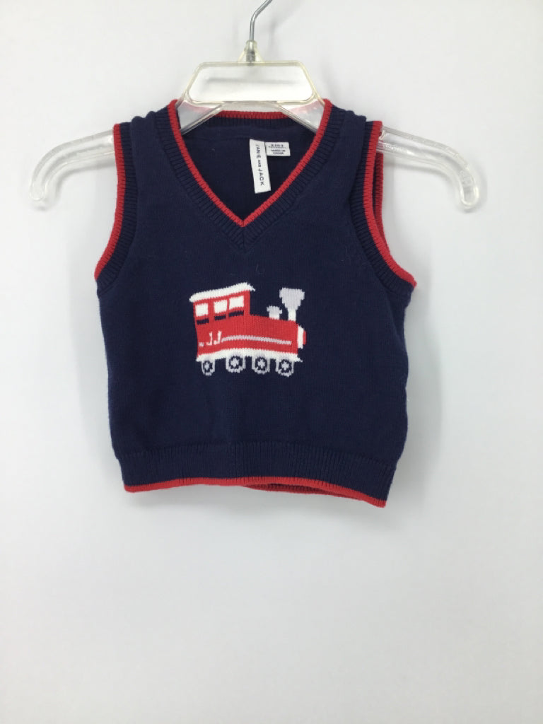 Janie and Jack Child Size 0-3 Months Navy Train Sweater - boys