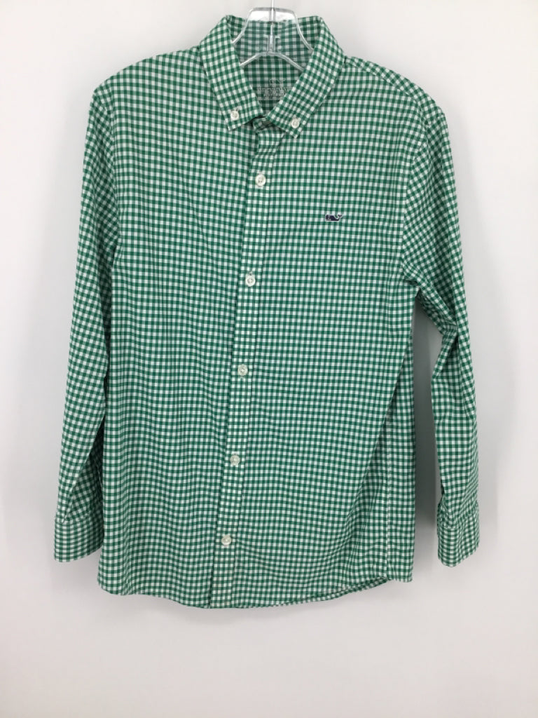 vineyard vines Child Size 8 Green Gingham Shirt - boys