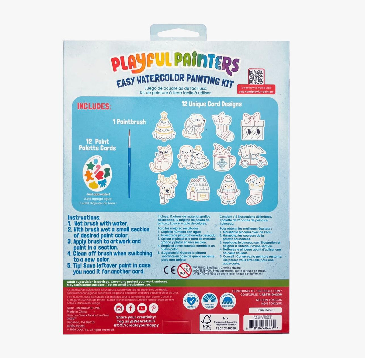 Ooly - Playful Painters Easy Watercolor Painting Kit (Merry & Bright)