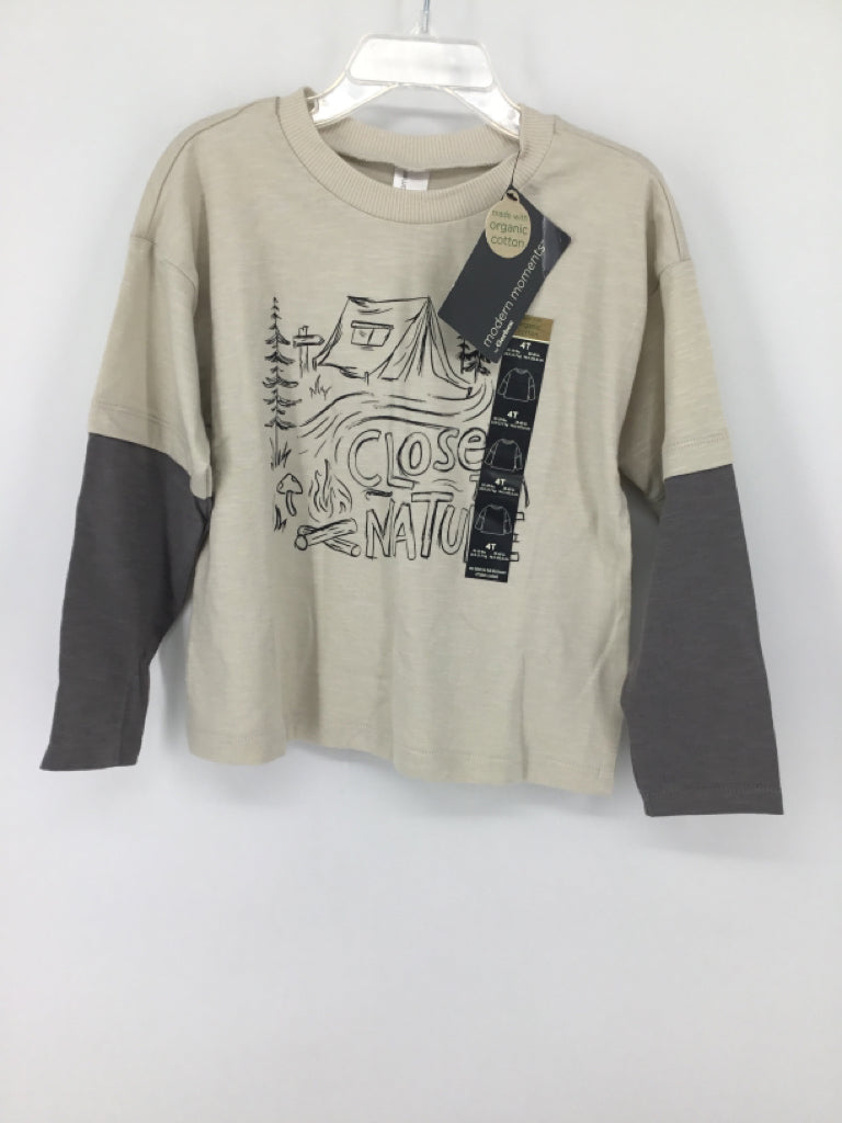 Modern Moments Child Size 4 Tan screen printed T-shirt - boys