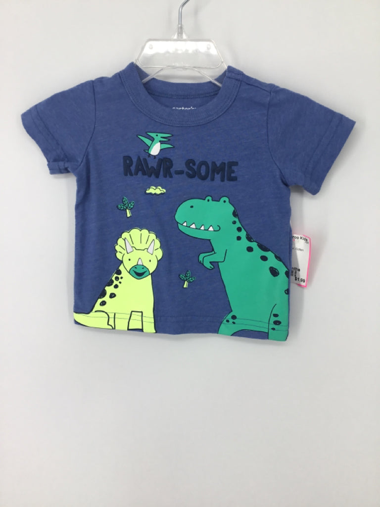 Carter's Child Size 3 Months Blue Dinosaur T-shirt - boys