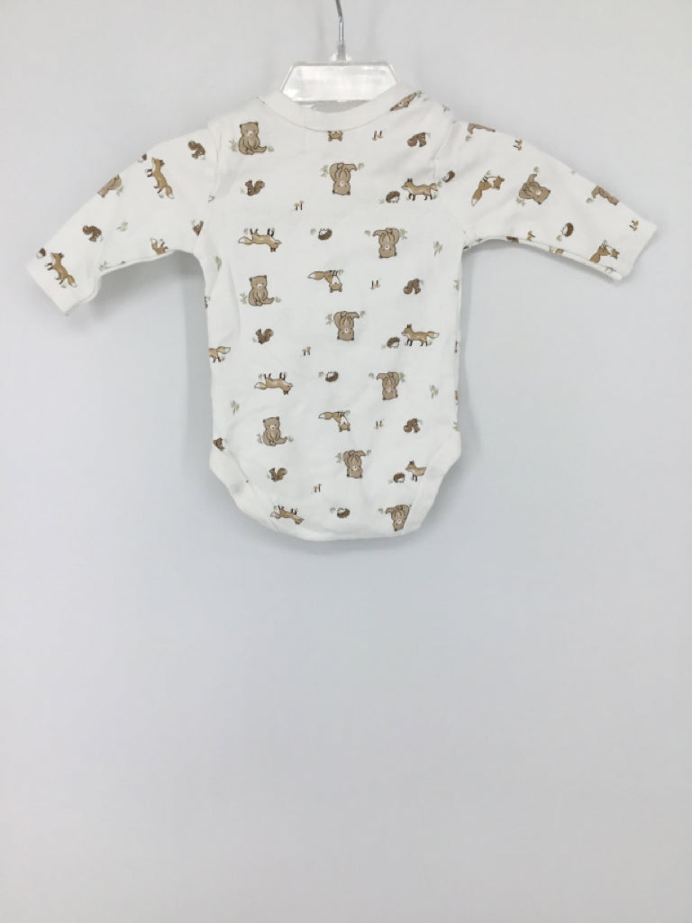 Rabbit + Bear Child Size 0-3 Months White Onesie