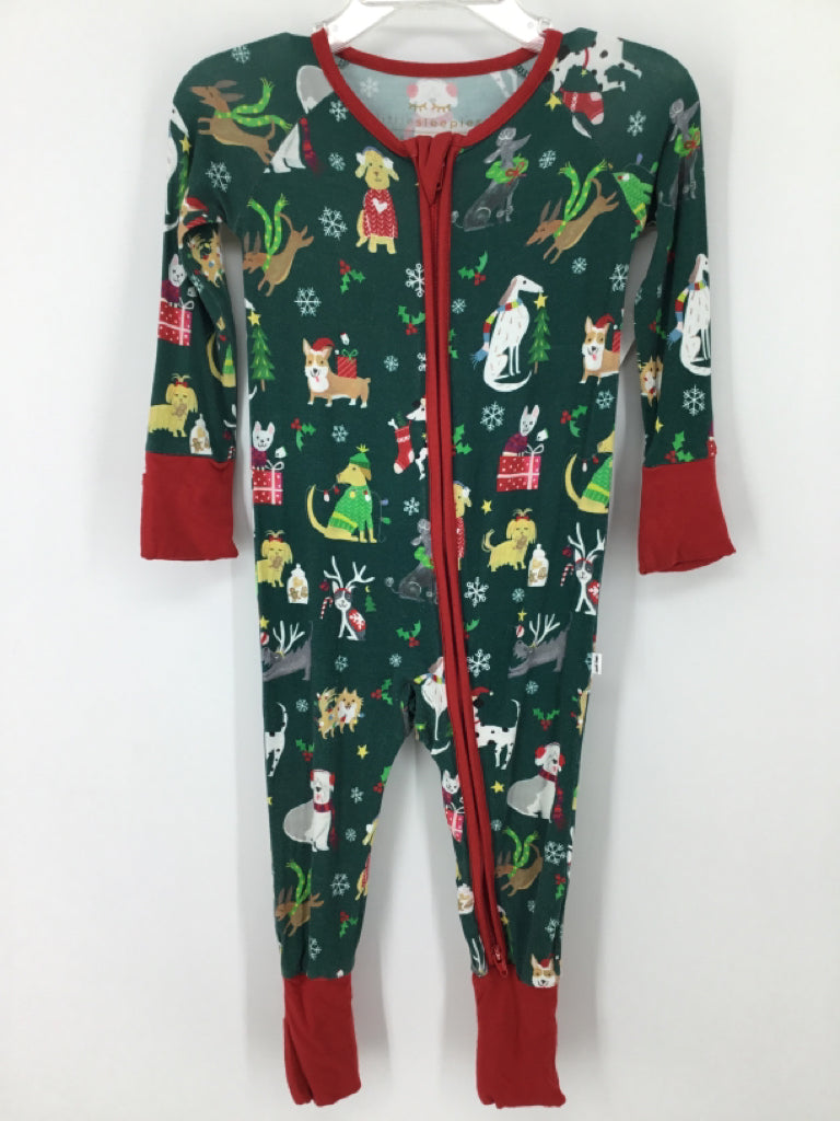 Little Sleepies Child Size 6-12 Months Green Christmas Pajamas