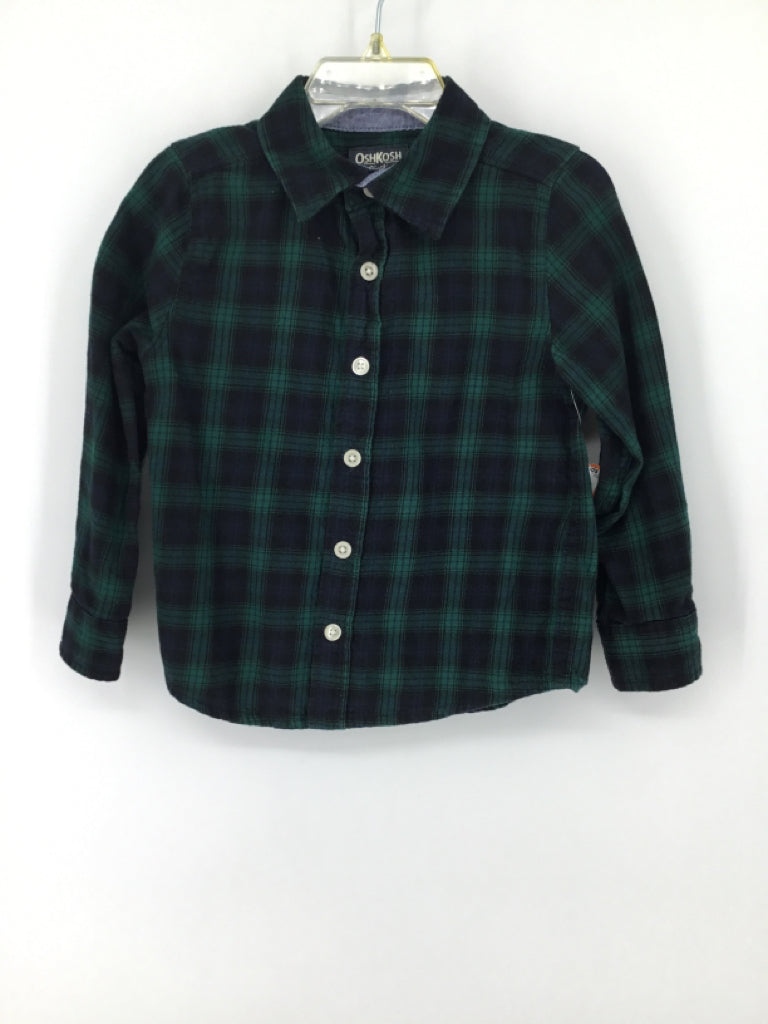 OshKosh B'gosh Child Size 3 Green Plaid Shirt - boys