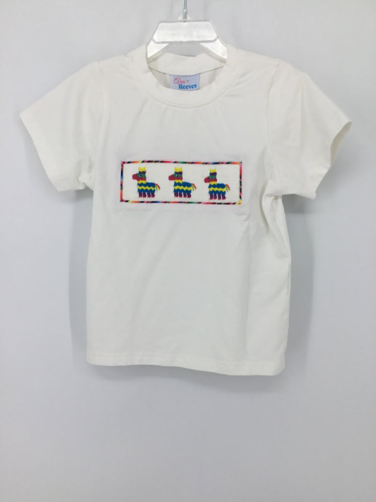 Ann + Reeves Child Size 4 White smocked T-shirt - boys