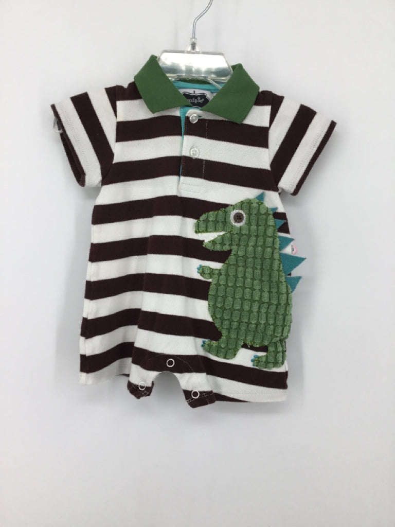 Mudpie Child Size 0-6 Months Brown Stripe Outfit - boys