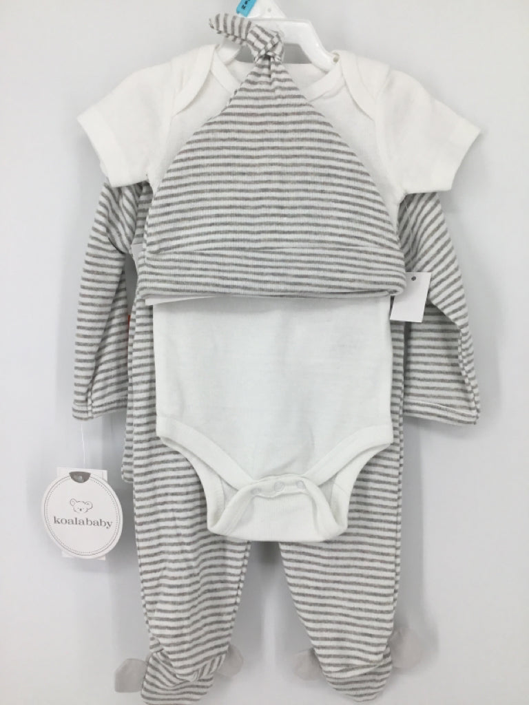 Koala Baby Child Size 3-6 Months Gray Stripe Outfit - boys