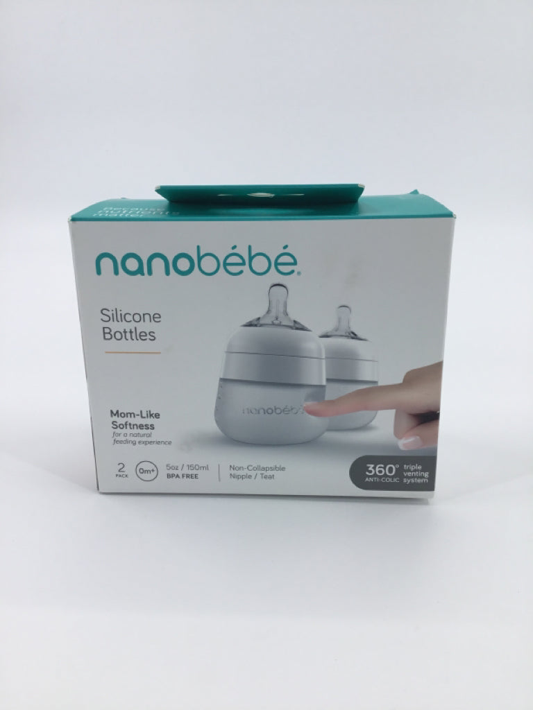 nanobebe 5 oz Silicone Bottle Set of 2 0M+