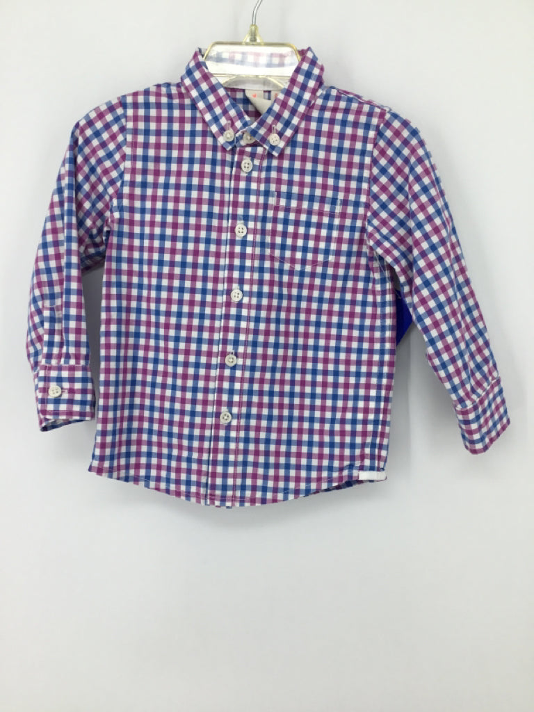 J Crew Child Size 12-18 Months Purple Gingham Shirt - boys