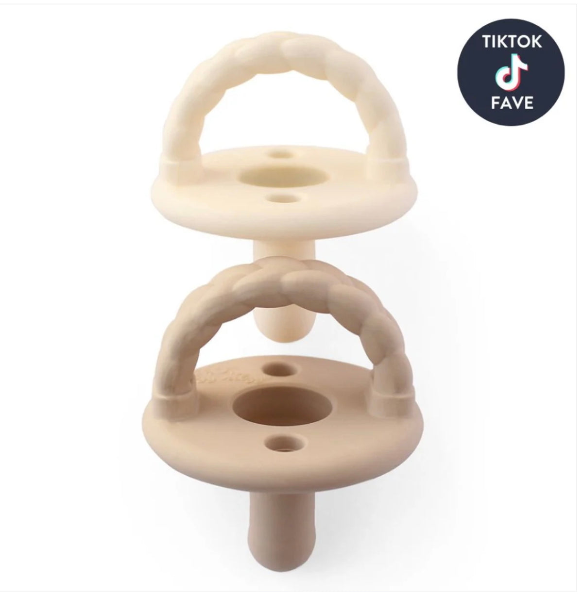Itzy Ritzy - Sweetie Soother Pacifier Set 0-6m (Toast & Buttercream Braids)