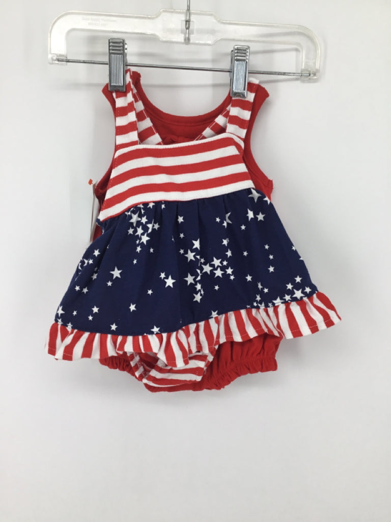 Cat & Jack Child Size 0-3 Months Red Stars & Stripes Outfit Set of 2
