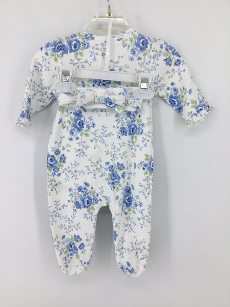 Little Me Child Size 3 Months Blue Sleepers