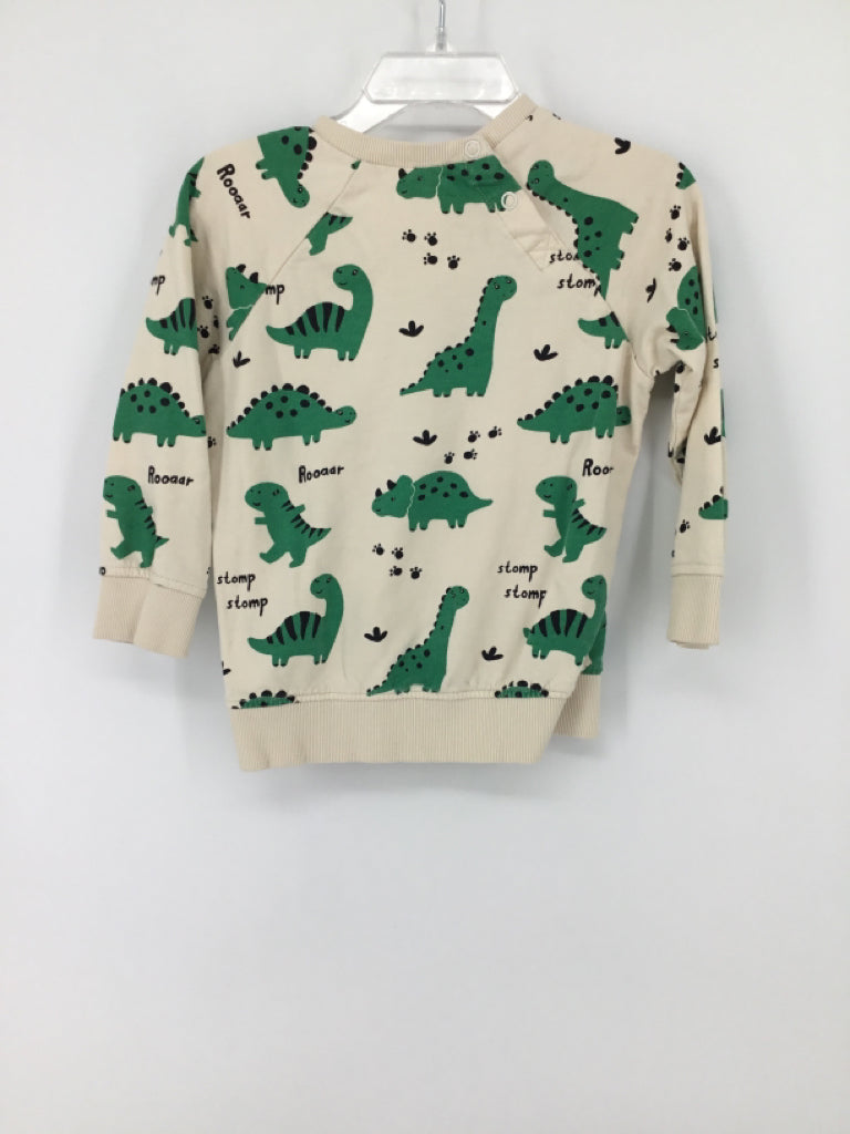 H & M Child Size 18-24 Months Cream Dinosaur Shirt - boys