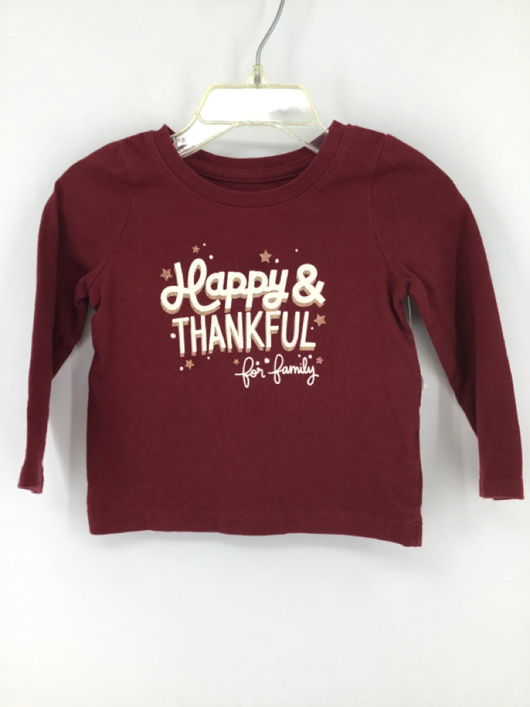 Cat & Jack Child Size 12 Months Burgundy Thanksgiving T-Shirt