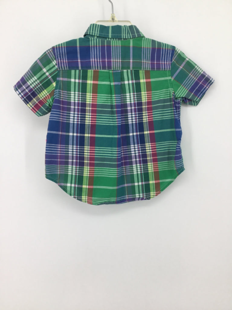Ralph Lauren Child Size 18 Months Green Plaid Shirt - boys