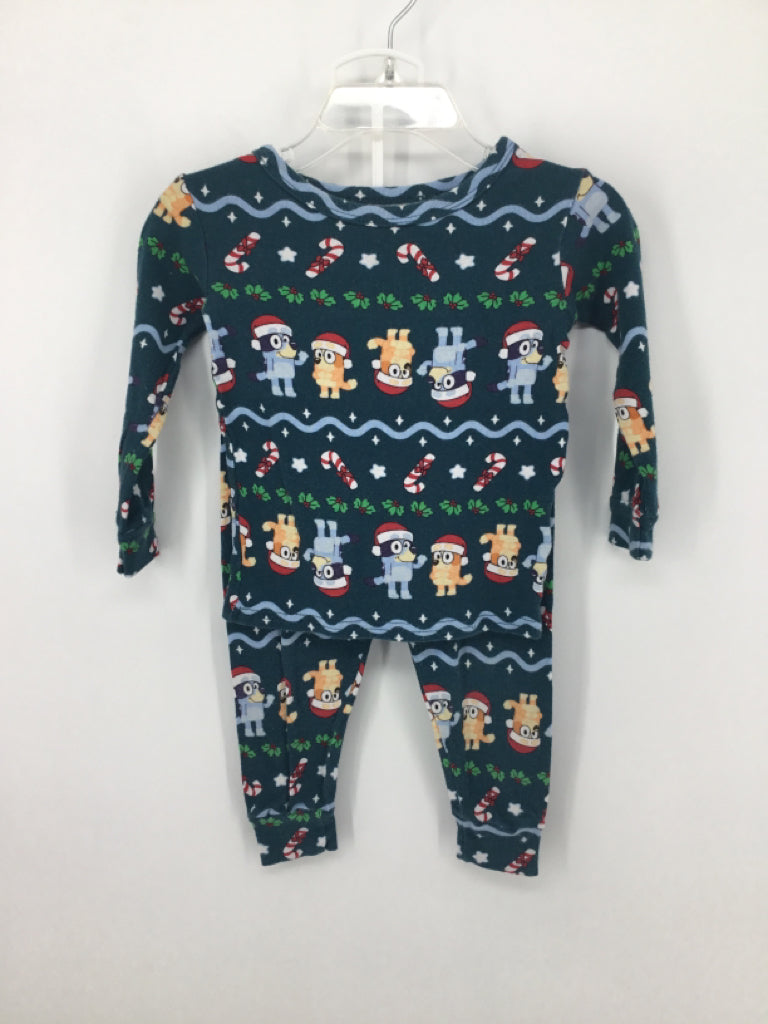Bluey Child Size 2 Teal Christmas Pajamas