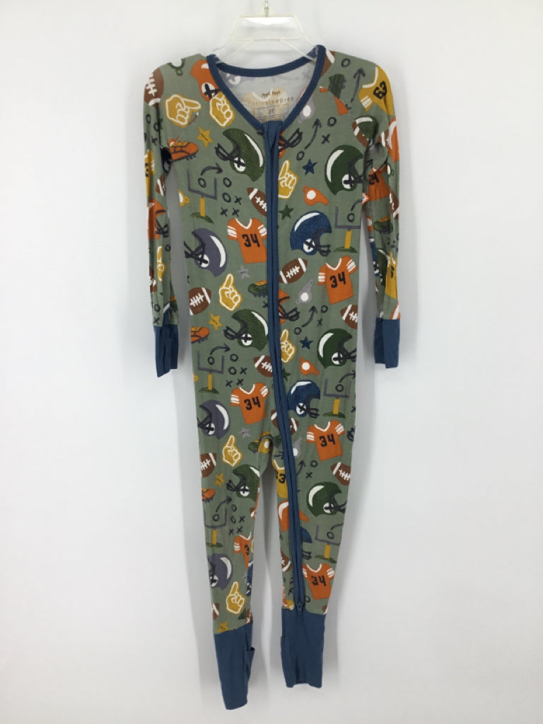 Little Sleepies Child Size 3 Green Sports Pajamas - boys