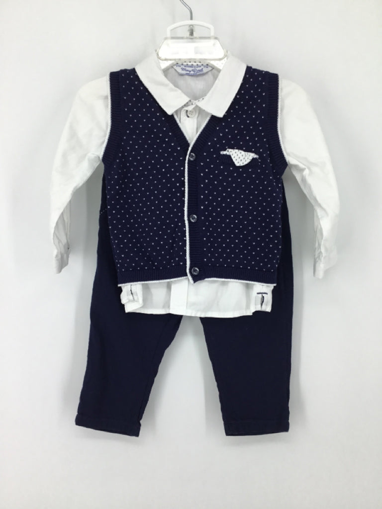 Mayoral Child Size 6-9 Months Navy Polka Dot Outfit - boys