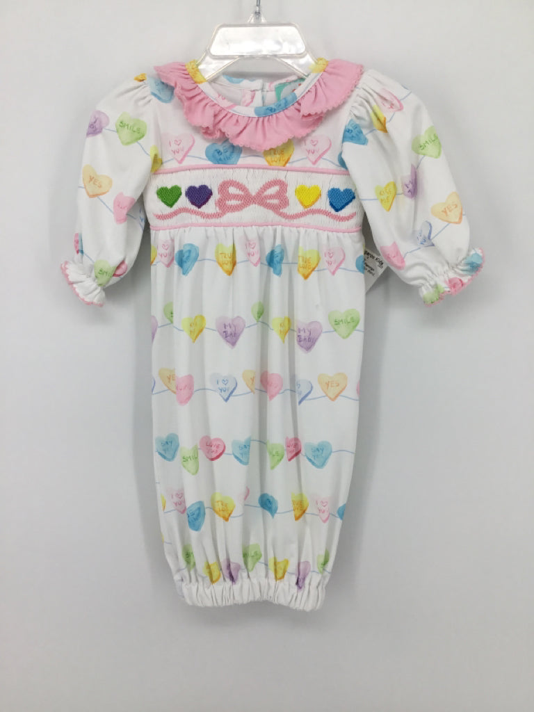 The Smocked Flamingo Child Size Newborn Multi-Color Valentine's Day Sleeper
