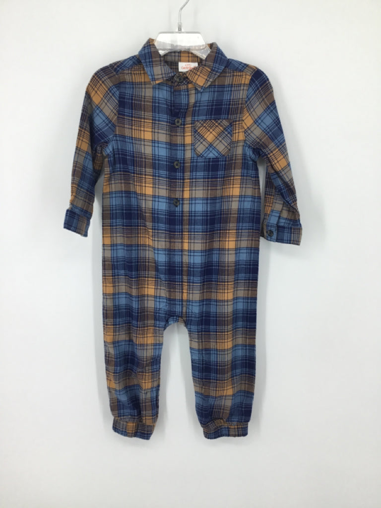 Cat & Jack Child Size 18 Months Blue Plaid Outfit - boys