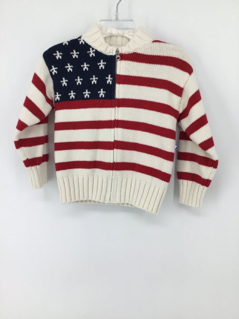 Cat & Jack Child Size 2 White Stripe Sweater - boys