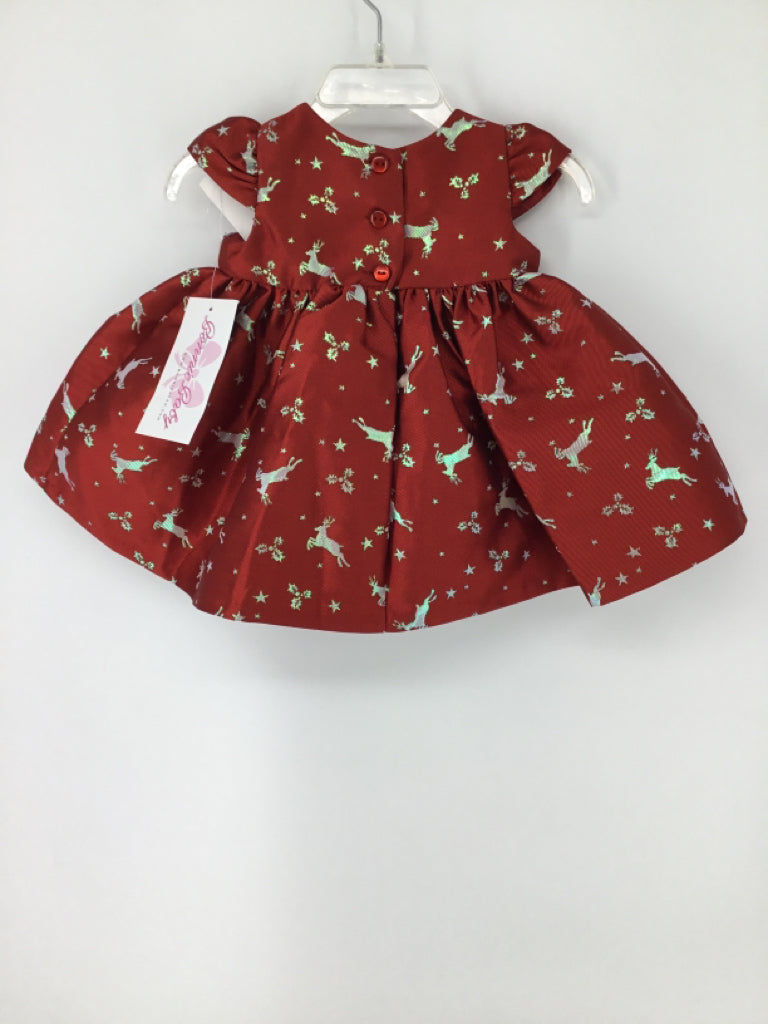 Bonnie Baby Child Size 3-6 Months Red Christmas Dress