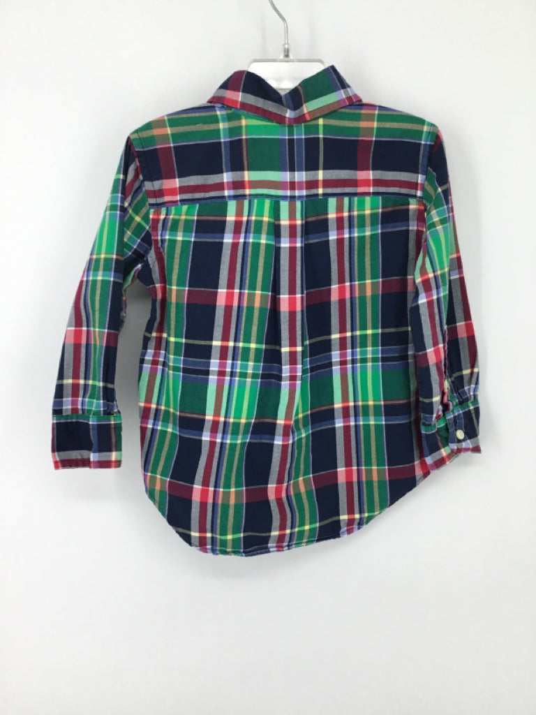 Ralph Lauren Child Size 2 Green Plaid Shirt - boys