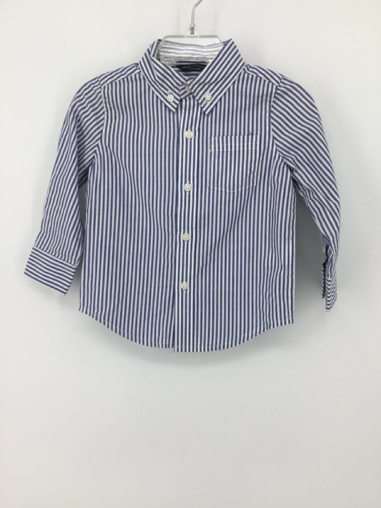 Janie and Jack Child Size 12-18 Months Blue Stripe Shirt - boys