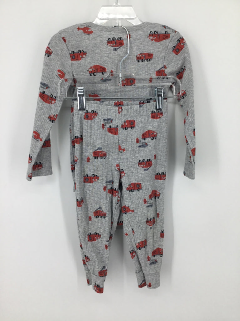 Carter's Child Size 24 Months Gray Fire Truck Outfit - boys