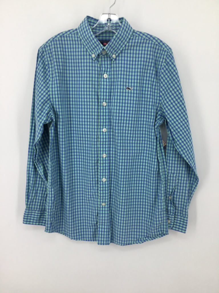 vineyard vines Child Size 12 Blue Gingham Shirt - boys