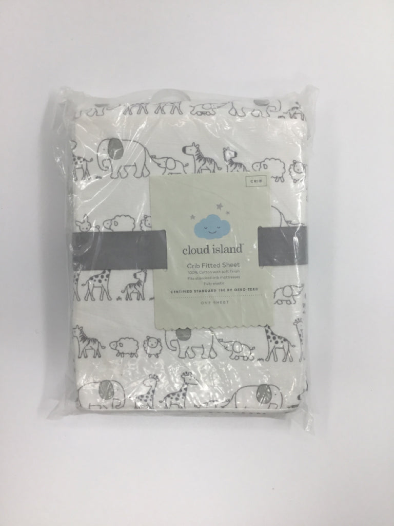 cloud island White Print Crib Sheet