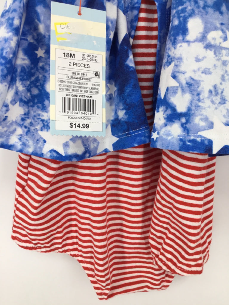 Cat & Jack Child Size 18 Months Blue Stars & Stripes Outfit