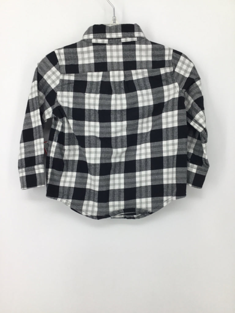 Janie and Jack Child Size 12-18 Months Black Plaid Shirt - boys