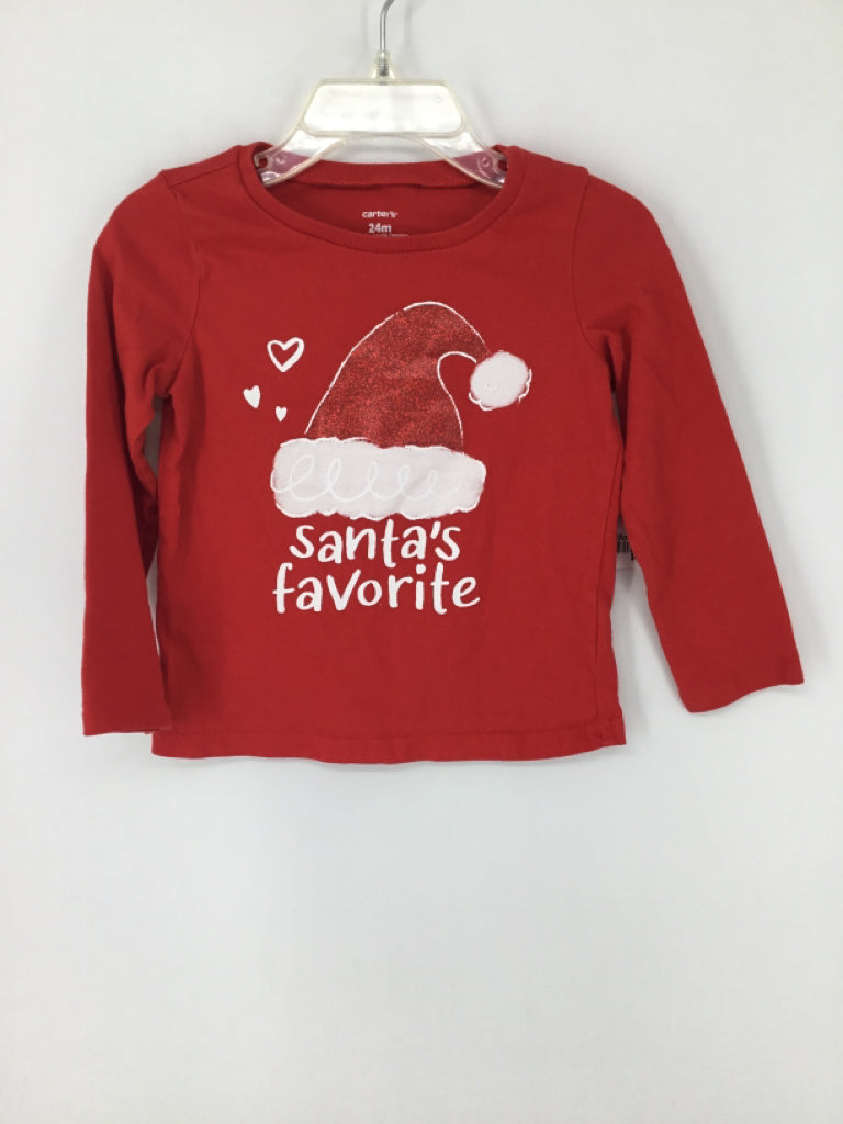 Carter's Child Size 24 Months Red Christmas T-Shirt
