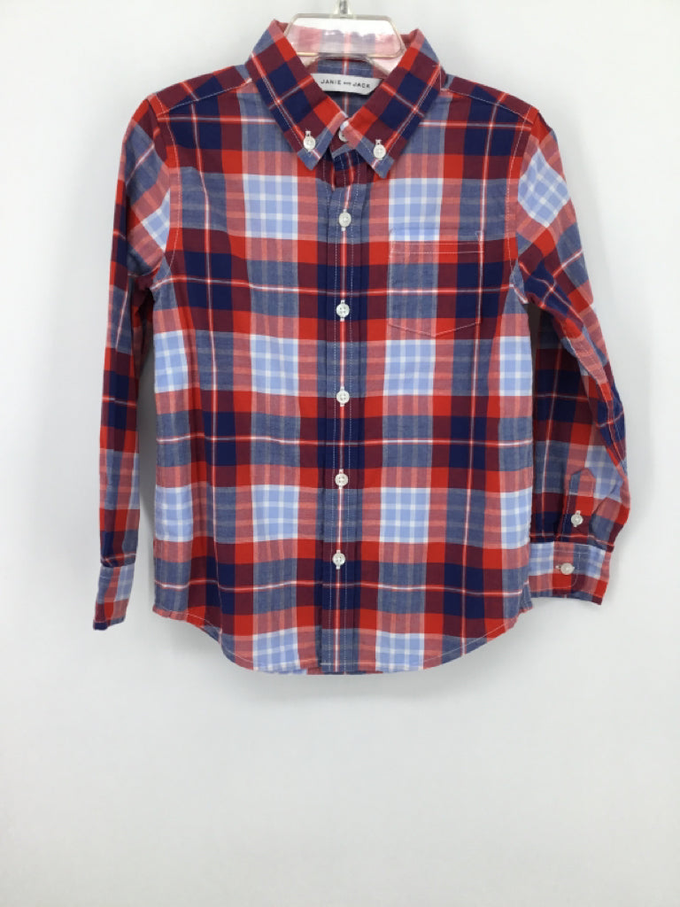 Janie and Jack Child Size 4 Red Plaid Shirt - boys