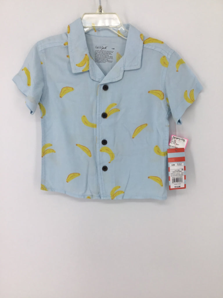 Cat & Jack Child Size 12 Months Blue Print Shirt - boys