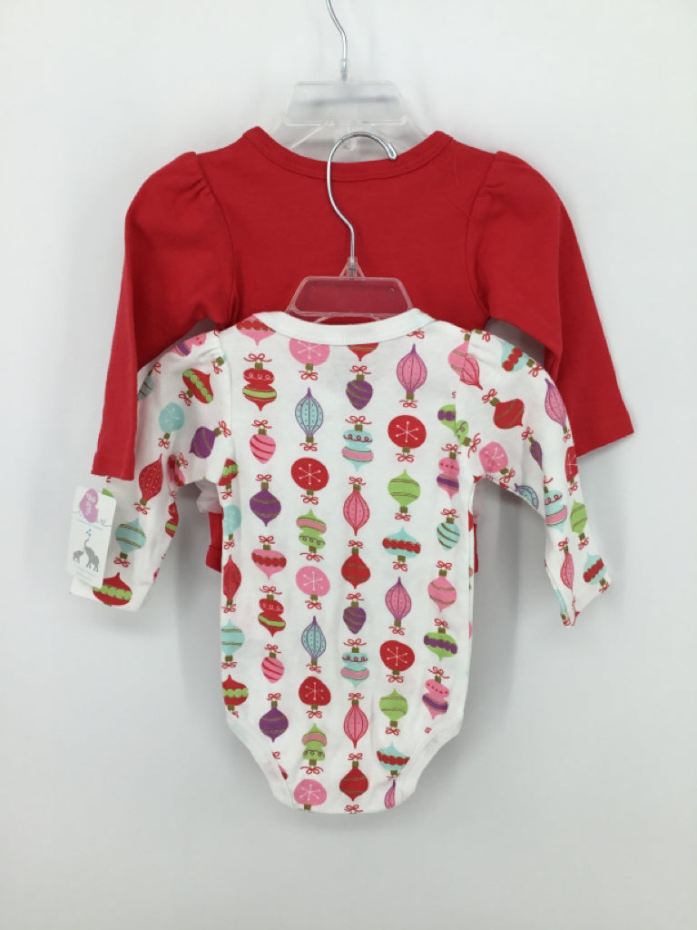 Little Treasure Child Size 3-6 Months Red Christmas Onesie Set