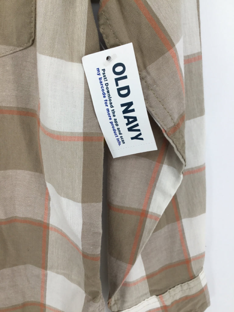 Old Navy Child Size 6 Tan Plaid Shirt - boys