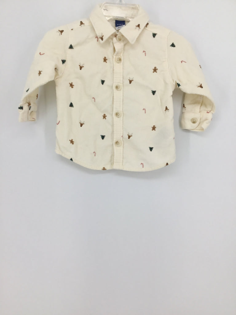 Old Navy Child Size 6-12 Months Cream Christmas Shirt