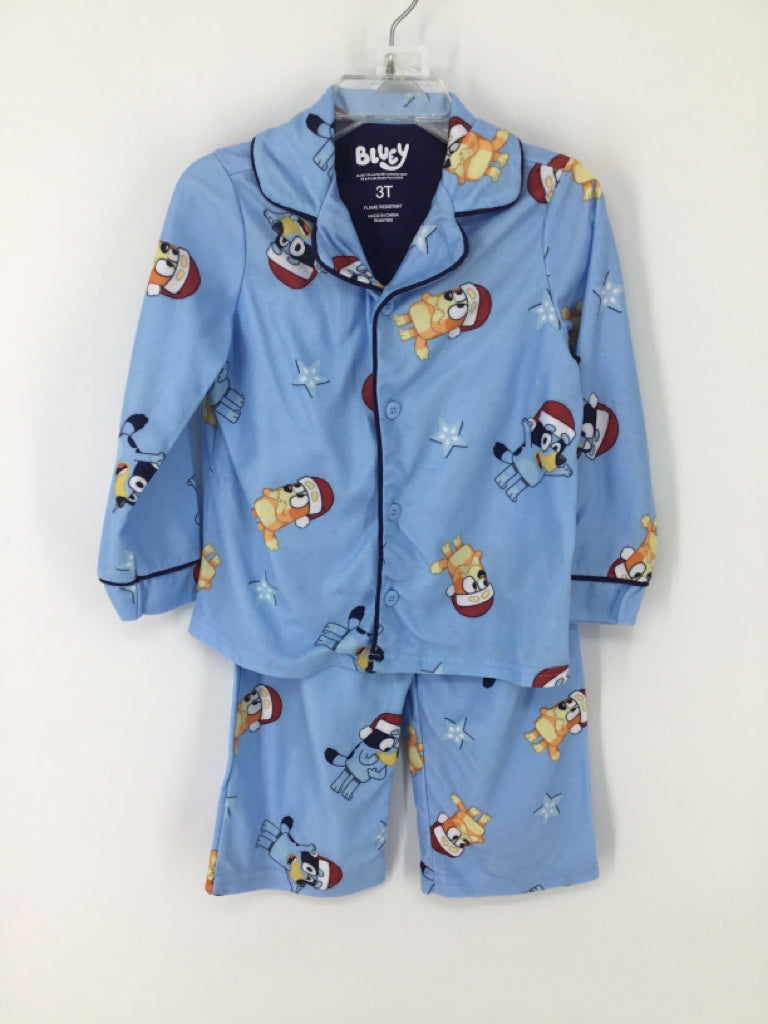 Bluey Child Size 3 Blue Christmas Pajamas