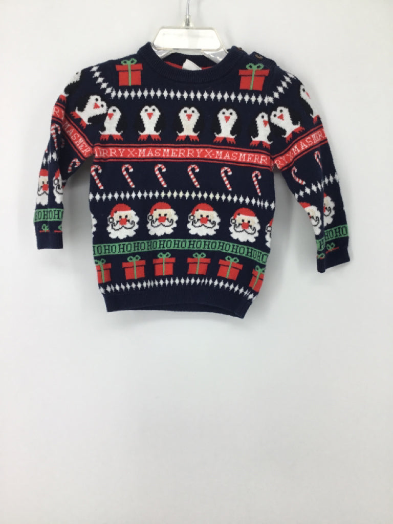 H & M Child Size 6-9 Months Navy Christmas Sweater