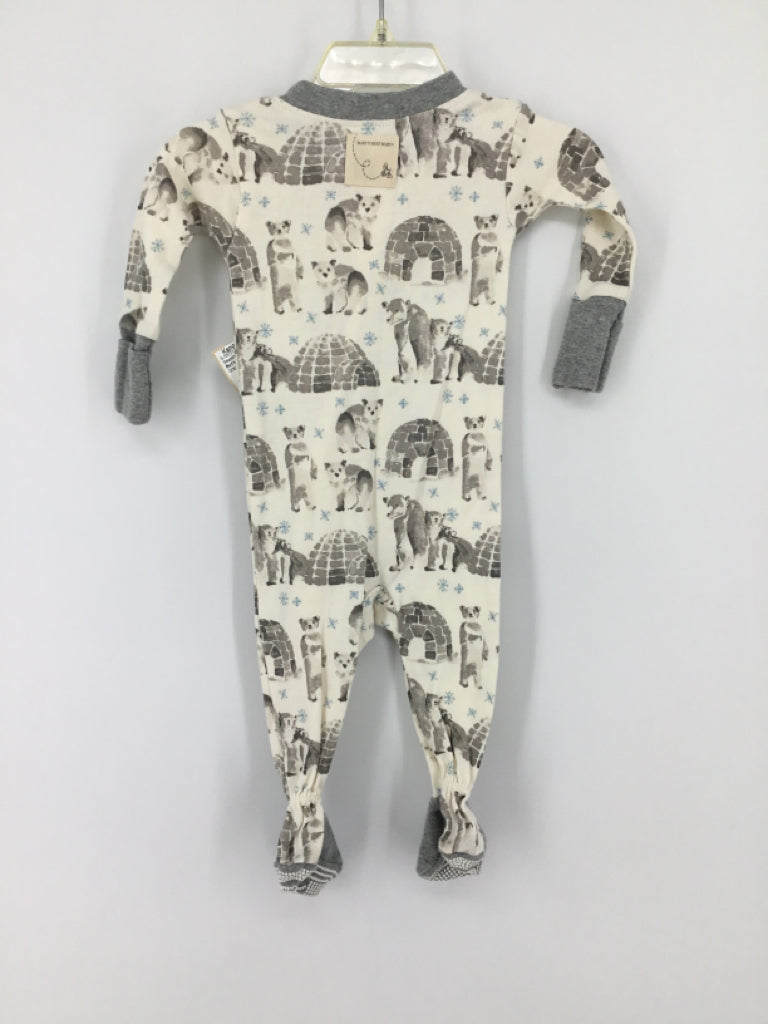 Burt's Bees Baby Child Size 0-3 Months Gray Sleepers