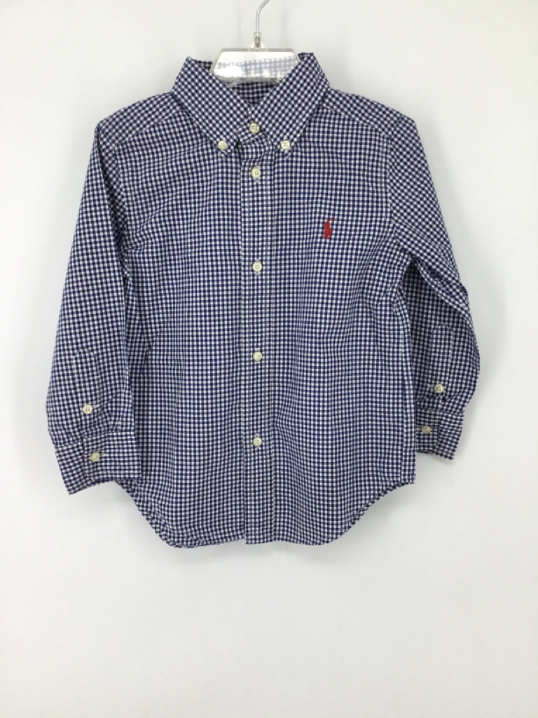 Ralph Lauren Child Size 3 Navy Gingham Shirt - boys