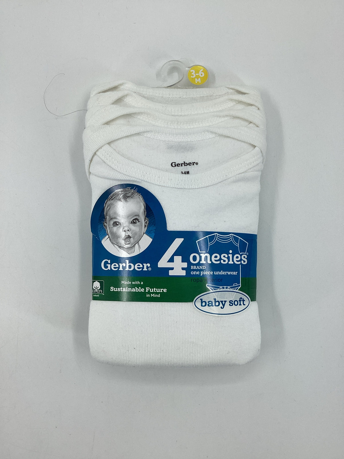 Gerber Child Size 3-6 Months White Onesie Set of 4