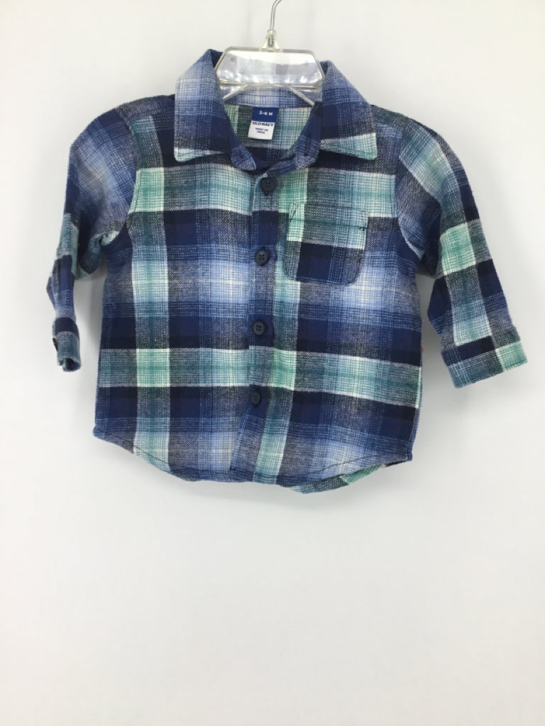 Old Navy Child Size 3-6 Months Blue Plaid Shirt - boys