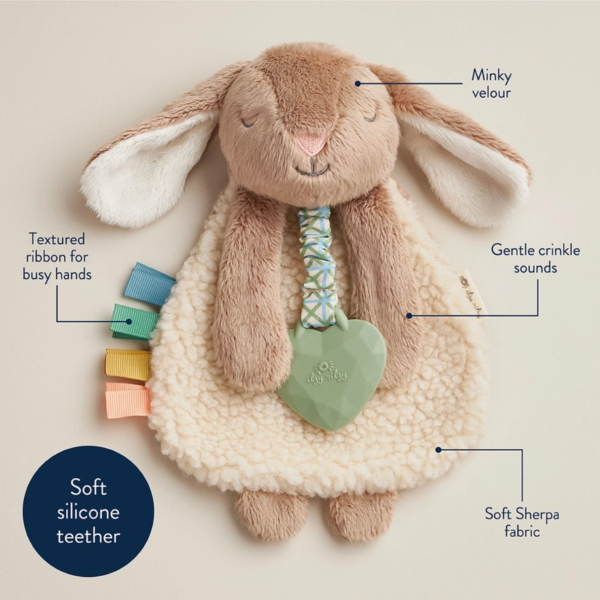 Itzy Ritzy - Itzy Friends Lovey Plush (Taupe Bunny)