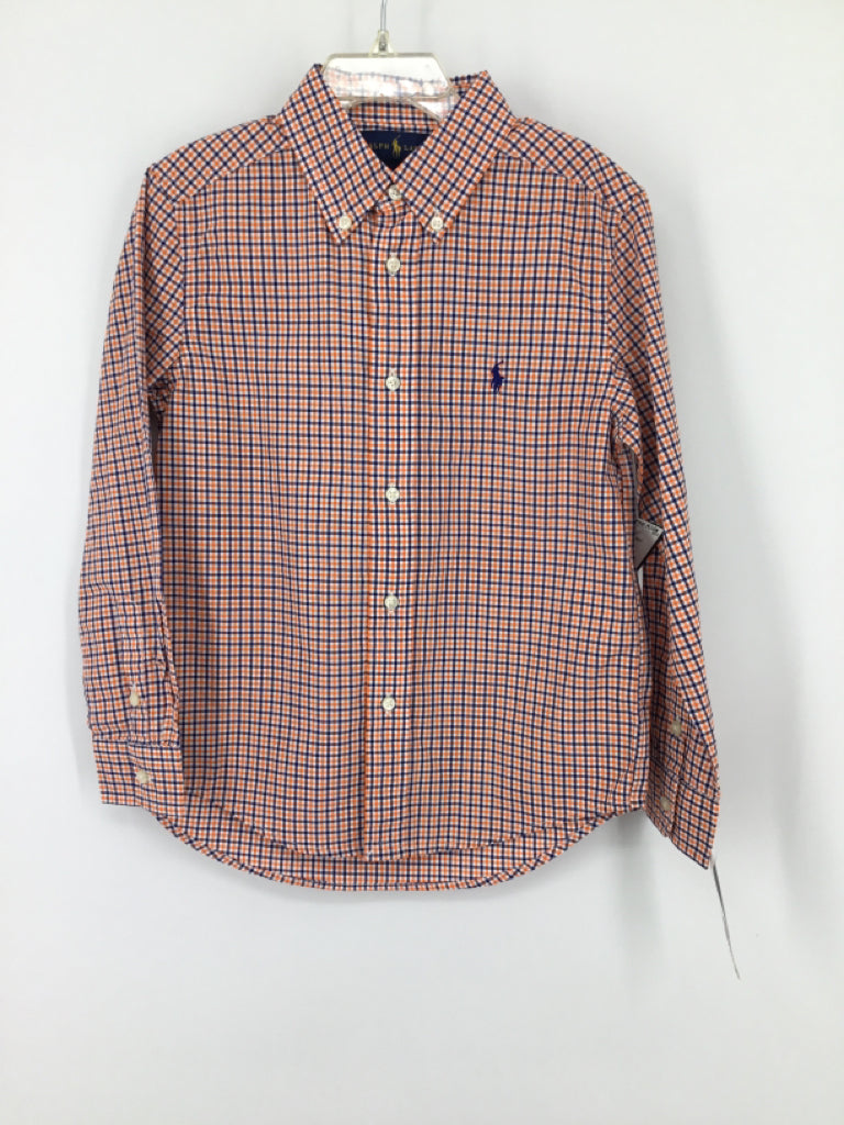 Ralph Lauren Child Size 6 Orange Plaid Shirt - boys