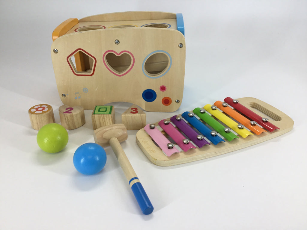 Rolimate 4-in-1 Wooden Hammering & Pounding Toy Bench