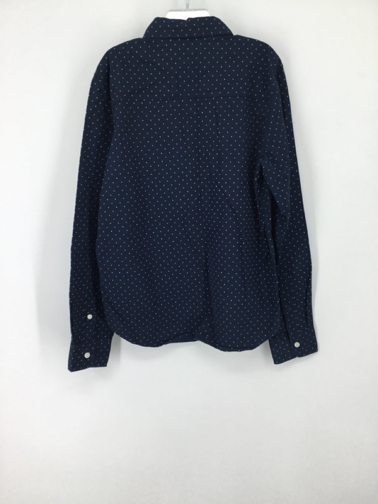 H & M Child Size 10 Navy Polka Dot Shirt - boys