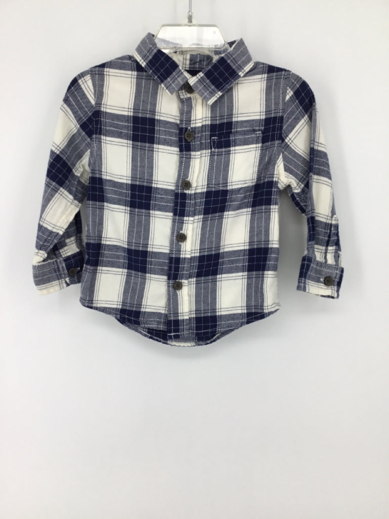 Cat & Jack Child Size 12 Months Navy Plaid Shirt - boys
